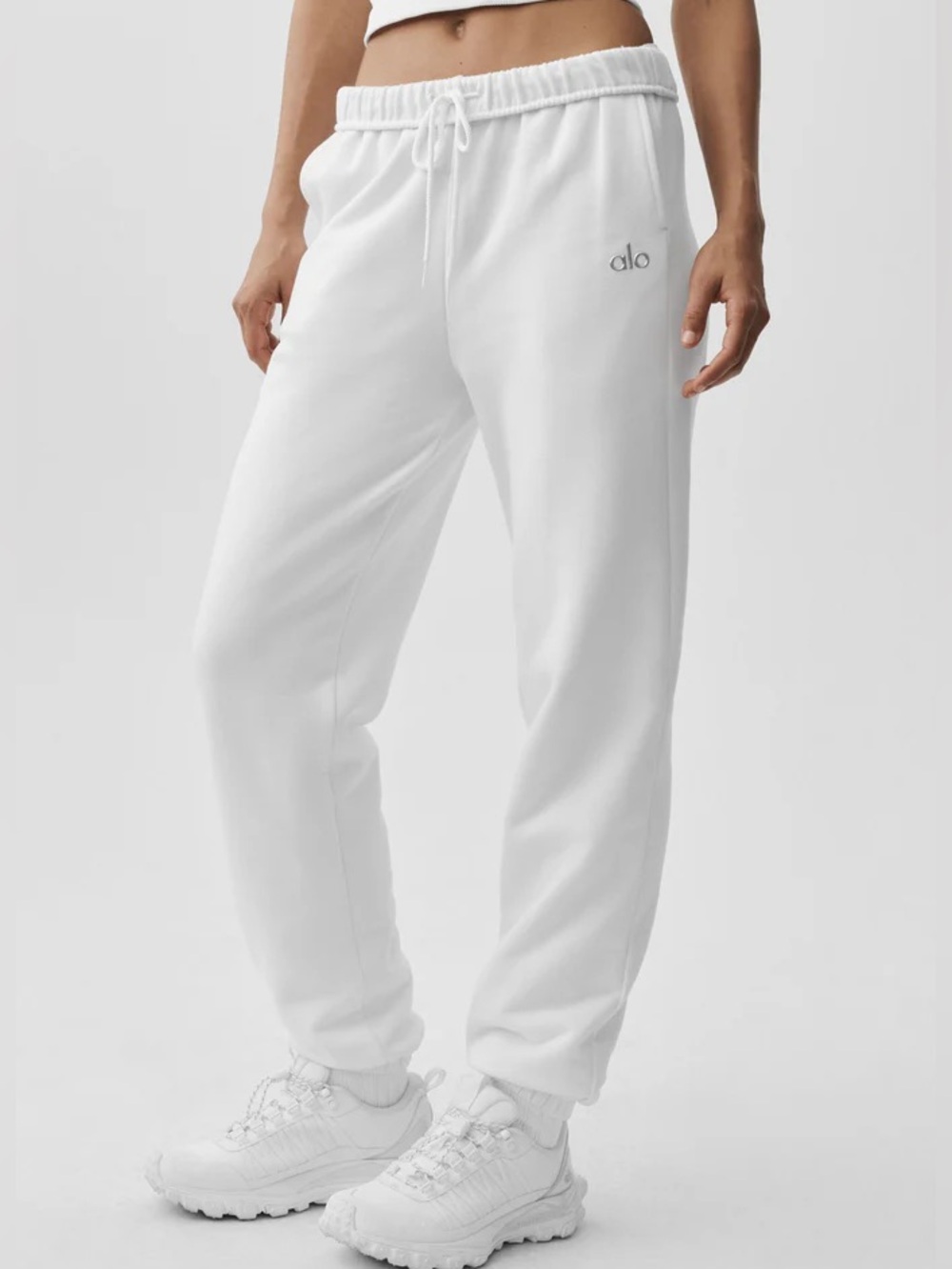 ALO Yoga White Track Pants - Drawstring Joggers
